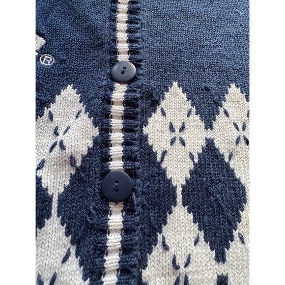 Vintage Birch Bros Penn State Cardigan Sweater Academia Preppy Argyle Layering - Picture 8 of 10